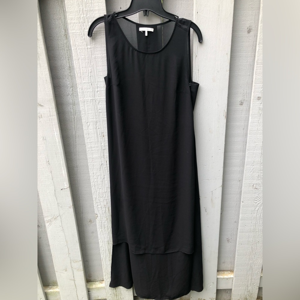 Oak + Fort Sheer Black High Low Sleeveless Dress - Size Small